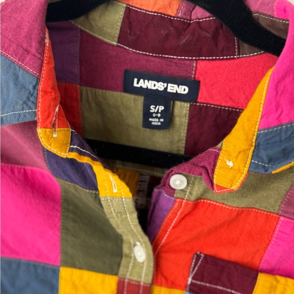 Lands’ End Vintage Patchwork Button Down Shirt 100% Cotton Y2K - Picture 2 of 9
